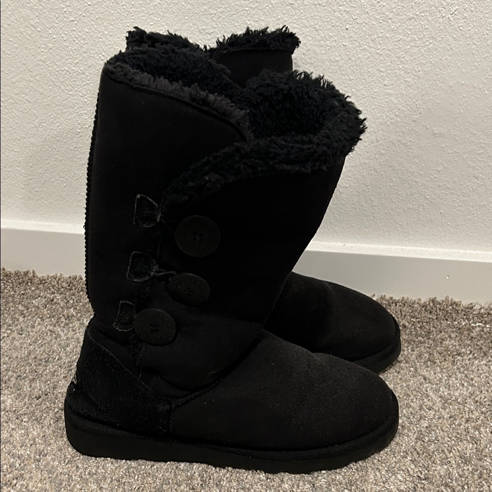 UGG Black Winter Boots with Button Detail